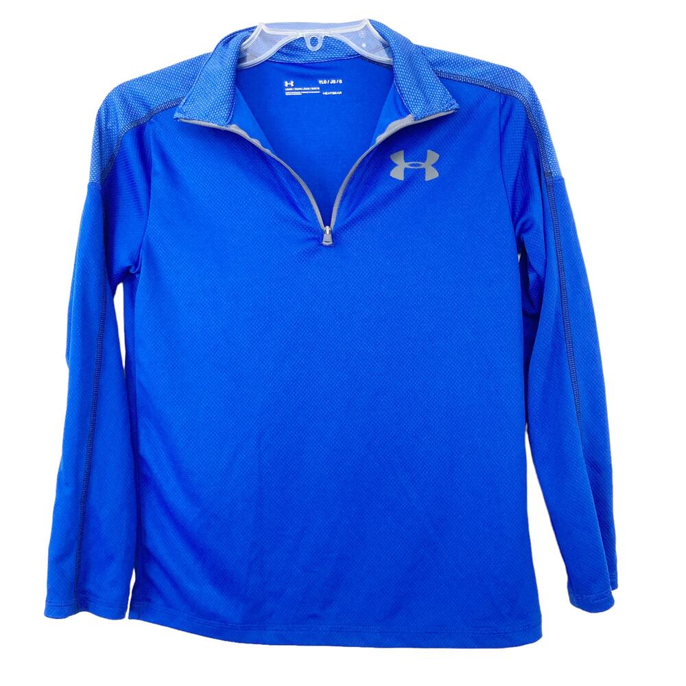 Under Armour Heatgear Blue Quarter Zip Pullover Sz YL